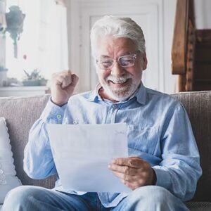 "Excitied elderly man celebrate life insurance" Source Alberta.ca